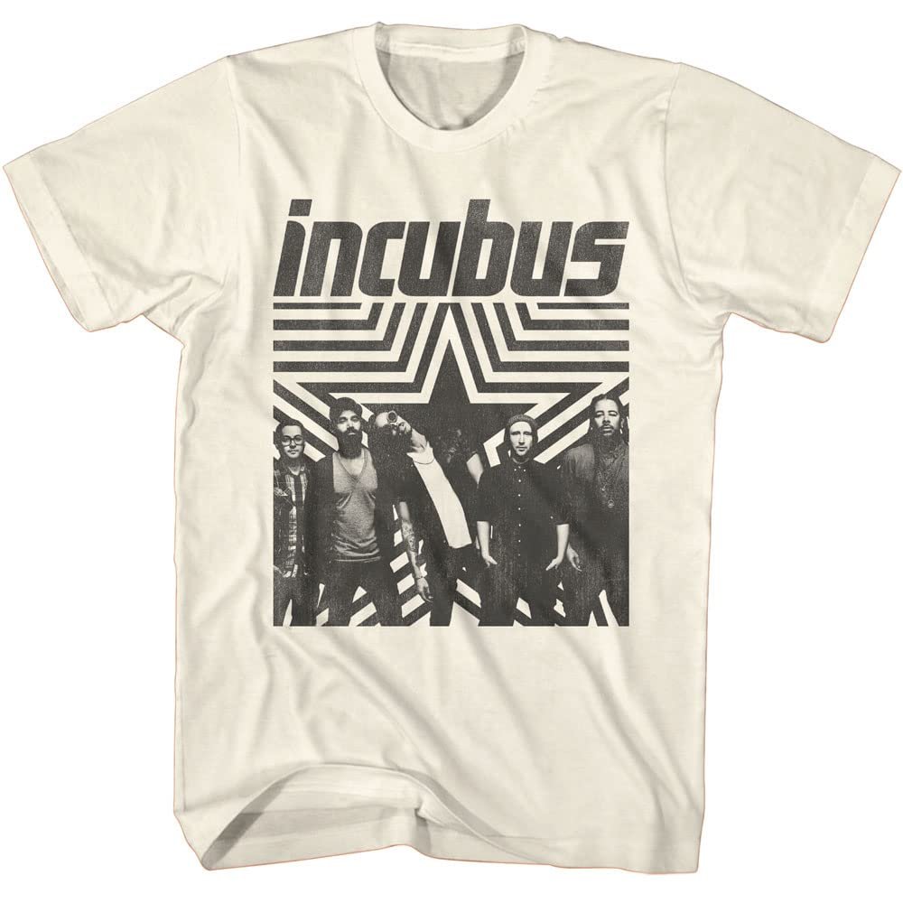American Classics Mens Incubus Band Photo Star Short Sleeve 90s Music Vintage Style Graphic T-Shirt - Natural - XX-Large