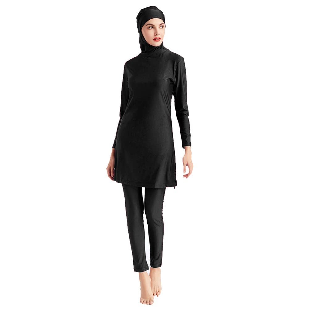 Burkini Swimsuits for Women Modest Swimsuits Muslim Swimsuits Full Body Swimwear Long Sleeve Rash Guard Swimming Tops Pants Islamic Hijab 3PCS Sun Protection Surfing Suit Swimming Costume Black 3XL