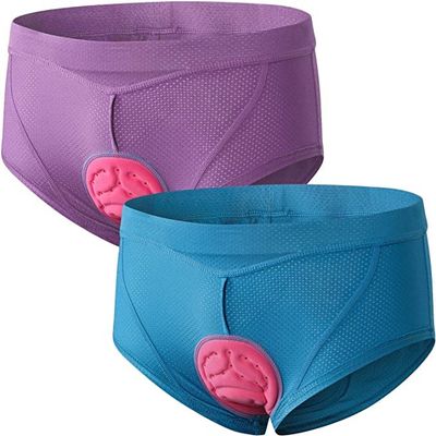 FEIXIANG Women's Cycling Underwear 4D Padded Bike Shorts Bike Bicycle Shorts Briefs MTB Mountain Undershorts Blue+Purple XX-Large
