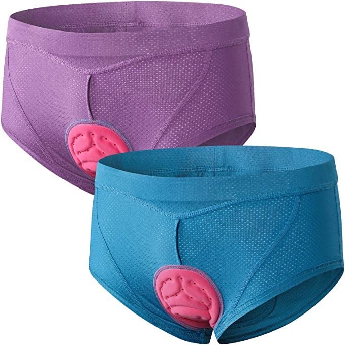 FEIXIANG Women's Cycling Underwear 4D Padded Bike Shorts Bike Bicycle Shorts Briefs MTB Mountain Undershorts Blue+Purple XX-Large