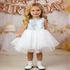 AGQT Baby Girls Birthday Tutu Dress Sequin Tulle Soft Lined Formal Princess Dresses for Party Wedding Light Blue-White 3-6 Months view 2