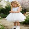 AGQT Baby Girls Birthday Tutu Dress Sequin Tulle Soft Lined Formal Princess Dresses for Party Wedding Light Blue-White 3-6 Months view 3