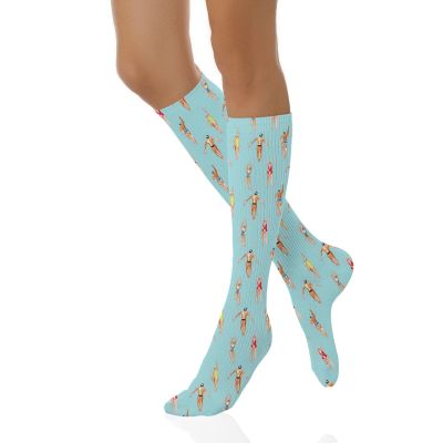 VeJerKK Summer Womens Compression Socks,Men and Women Swimmers,Compression Stockings for Women,Circulation Best for Running Athletic Cycling,Blue -20 inch
