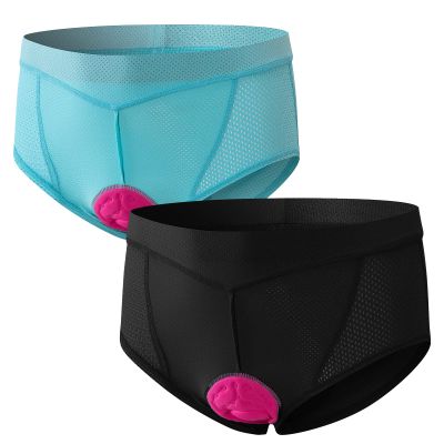 FEIXIANG Women's Cycling Underwear 4D Padded Bike Shorts Bike Bicycle Shorts Briefs MTB Mountain Undershorts Black+Blue Medium