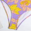 Womens One Piece Swimsuits Vintage Self Tie Strap V Neck Floral Print Bathing Suits Backless Tummy Control Swimwear Monokini Beachwear Purple X-Large view 4