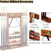 Gruytoie Wall Cue Rack for Billiards, Wood Billiard Pool Stick Holder Wall Mount, Holds 8 Pool Cue Sticks a Full Set of Balls, for Game Room, Clubs, Bars view 2