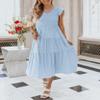 MEROKEETY Women's Flutter Sleeve Smocked Midi Dress V Neck Casual Tiered Dresses with Pockets,LightBlue,M view 2