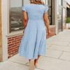 MEROKEETY Women's Flutter Sleeve Smocked Midi Dress V Neck Casual Tiered Dresses with Pockets,LightBlue,M view 3
