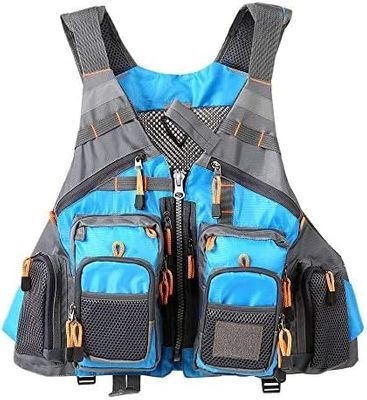 JKSPORTS Fly Fishing Vest Fishing Safety Life Jacket for Swimming Sailing Boating Kayak Floating Multifunction Breathable Backpack for Men and Women Kayak Vest Swim Vest (Sky Blue,with Foam)