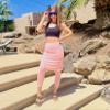 HOKOYI Modest Skirt with Leggings Attached for Women Workout Knee Length Swim Capri Pants with 2 Pockets pk XL Pink view 3