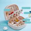 ArtsPavilion Travel Size Jewelry Box, Small Portable Seashell-Shaped Jewelry Case, 2 Layer Mini Jewelry Organizer in Leather, Earring Necklace Bracelet Ring Holder Box white view 3