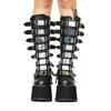 HINDOLA Womens Platform Punk Goth Mid Calf Boots Rivets Metal Decoration Back-Zip Knee High Motorcycle Booties Combat Boots view 3
