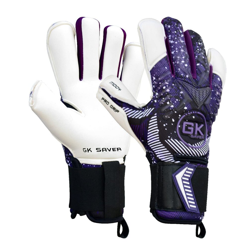 GK Saver Soccer Goalie Gloves Modesty MD04 Hybrid pro Professional Goalie Gloves Size 6 to 11 Removable Savefinger Gloves (MD04 Purple Size 9)
