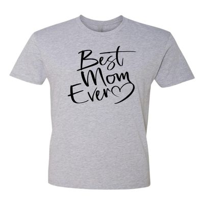 3X-Large Dark Heather Gray Mens Script Best Mom Ever Heart Idea Deluxe Soft T-Shirt