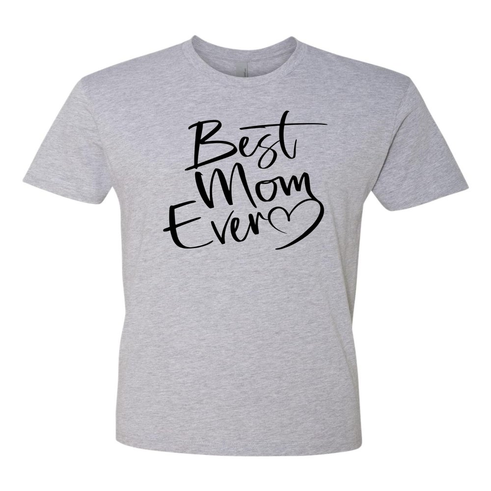 3X-Large Dark Heather Gray Mens Script Best Mom Ever Heart Idea Deluxe Soft T-Shirt