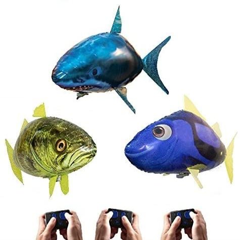 William Mark Air Swimmers Grand Slam Official 3-Pack: Remote Control Flying Shark, Bass Fish, and Regal Tang