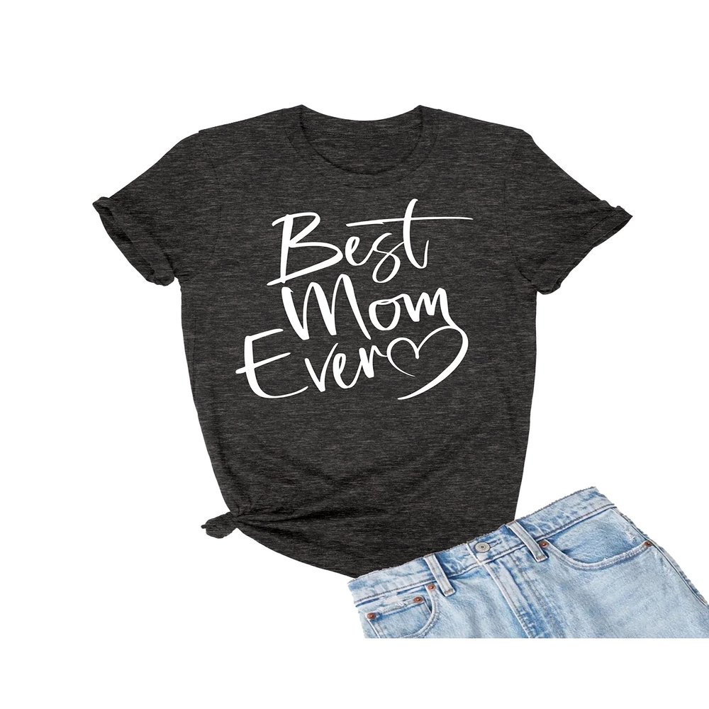 XX-Large Heather Black Mens Script Best Mom Ever Heart Idea T-Shirt