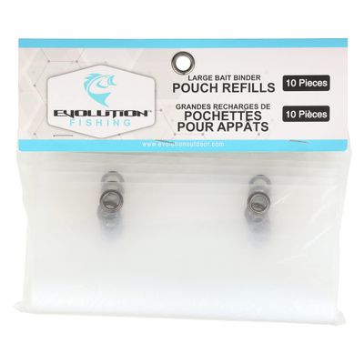 Evolution Fishing Bait Binder Pouch Refills - 10 Removable Sleeves, Clear, Zippered Closure, Weather Resistant