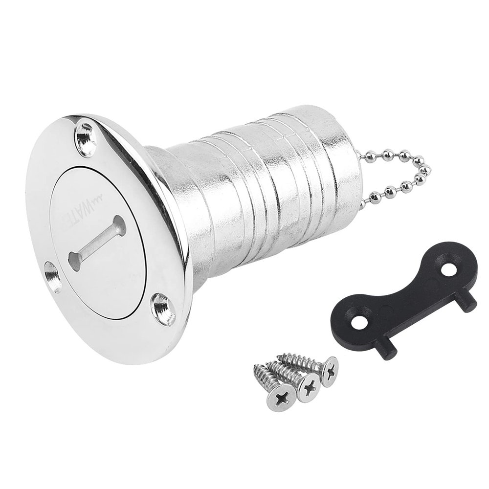 1.5in Marine Fuel Deck Filler Cap, Stainless Steel Boat Tank Vent, NMEA Certified Gasoline Hose Fitting for Marine Vessels