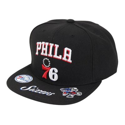 Mitchell & Ness NBA Front Loaded Snapback Hat Cap (Philadelphia 76ers Black)