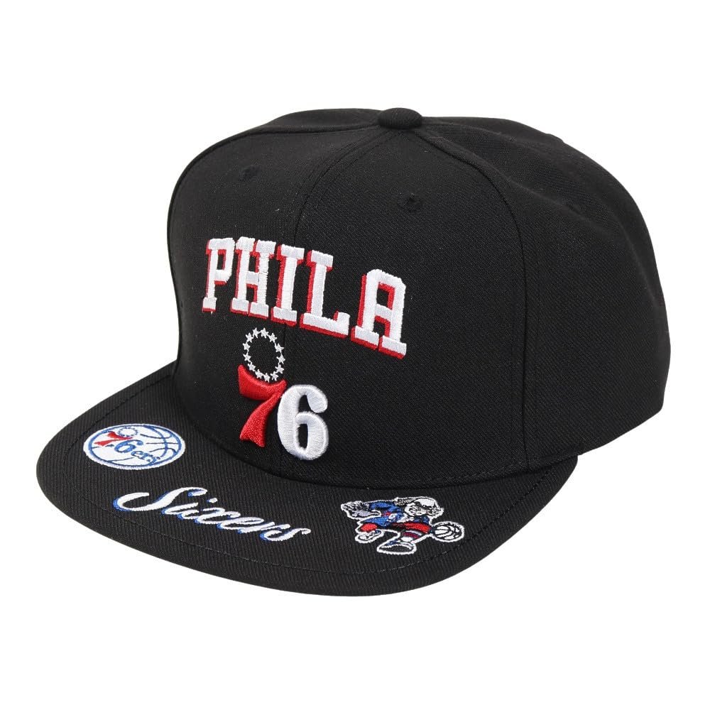 Mitchell & Ness NBA Front Loaded Snapback Hat Cap (Philadelphia 76ers Black)