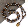 8mm Tiger Eye Stone Necklace Drop Pendant Handmade Knotted Irregular Hematite Beaded Necklaces Mala Jewelry 2S3G4 (Tiger Eye Stone) view 3