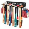 BIHOMIFI Baseball Softball Bat-Caddy Rack Hanger Organizer Equipment for Storage Hanging Bat Rack Baseball Wall Mount Fence Holds 14 Bats Metal Sports Hook Classic Carabiners Included Hard Work Pays view 1