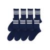 OGUOY 8 Pairs Striped Cute Socks Men's and Women's Spring and Summer Mid-tube Socks Sports High Waist Cotton Socks (8 Pairs Navy) view 1