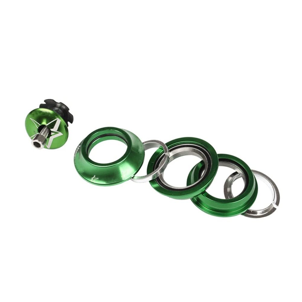 1-1/8" Bike Headset 44mm Aluminum Alloy Bearing Headset Straight Tube for Mountain Bike/MTB Road Bike (Color : Green, Size : 44mm)