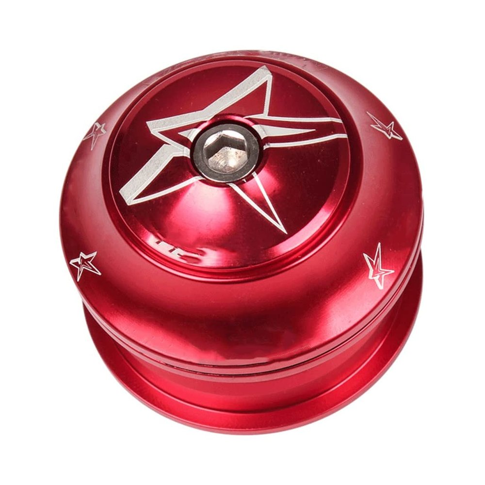 1-1/8" Bike Headset 44mm Aluminum Alloy Bearing Headset Straight Tube for Mountain Bike/MTB Road Bike (Color : Red, Size : 44mm)