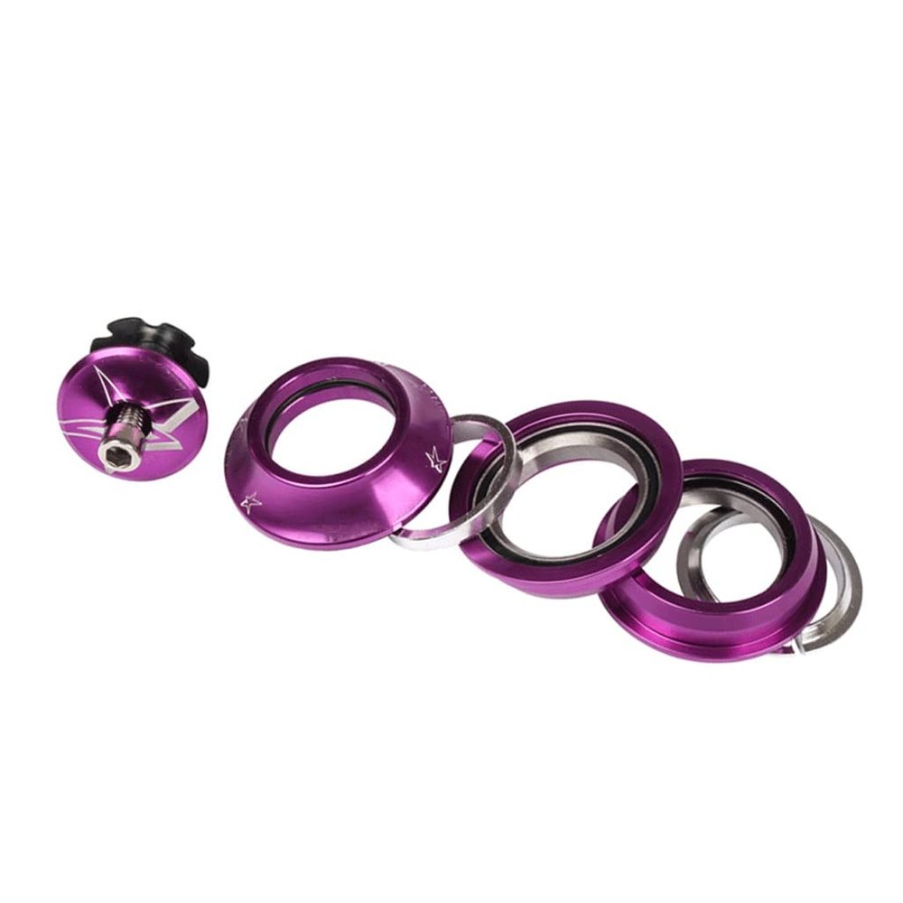 1-1/8" Bike Headset 44mm Aluminum Alloy Bearing Headset Straight Tube for Mountain Bike/MTB Road Bike (Color : Purple, Size : 44mm)