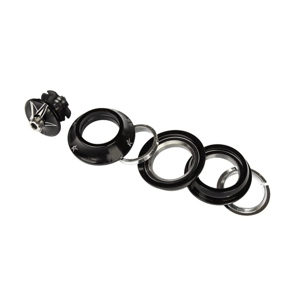 1-1/8" Bike Headset 44mm Aluminum Alloy Bearing Headset Straight Tube for Mountain Bike/MTB Road Bike (Color : Black, Size : 44mm)