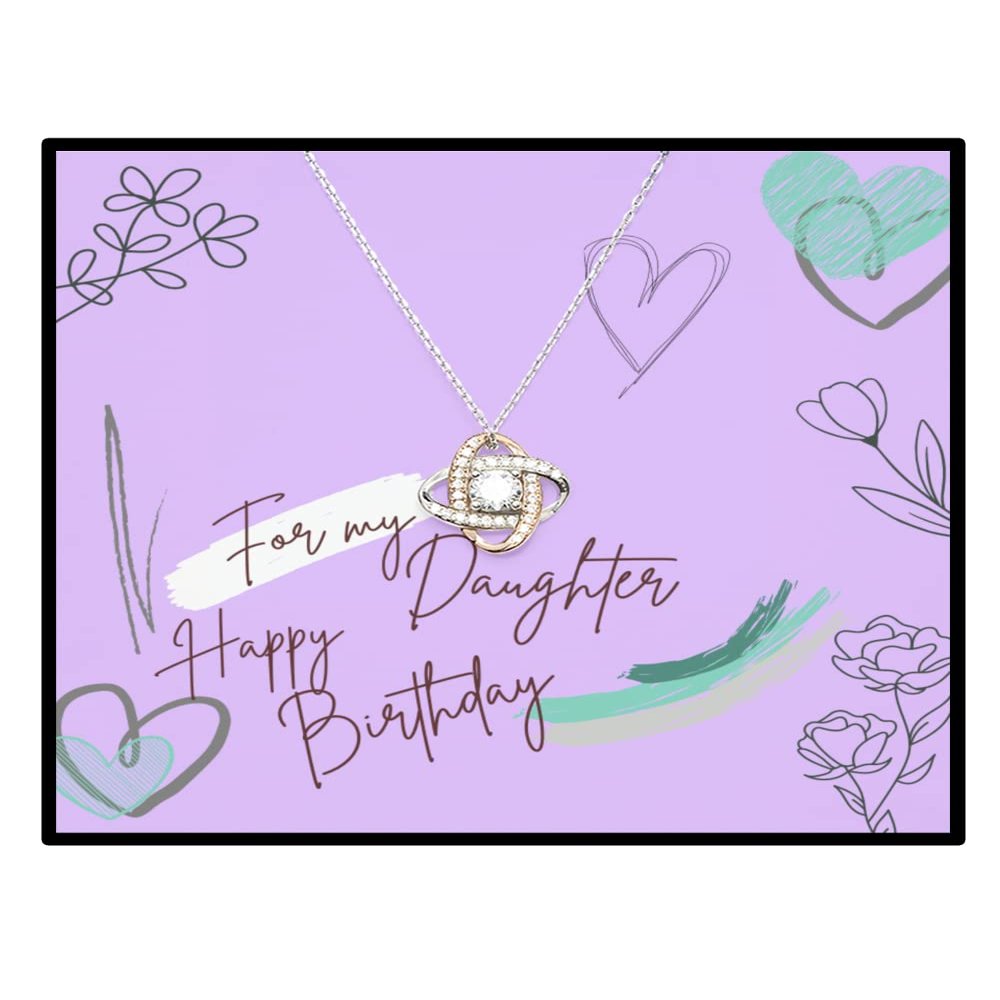 Love Knot Rose Gold Necklace Happy Birthday Daughter Necklace