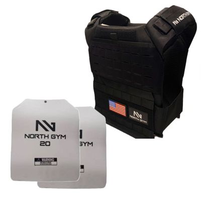 Northgym Adjustable Weighted Vest/Incl. Two 3D Weight Plates in 14lbs / 20lbs/ 30lbs/ 42.5lbs - Optimized Weight Distribution and with Curved Plates for Running, Functional Training and Working Out