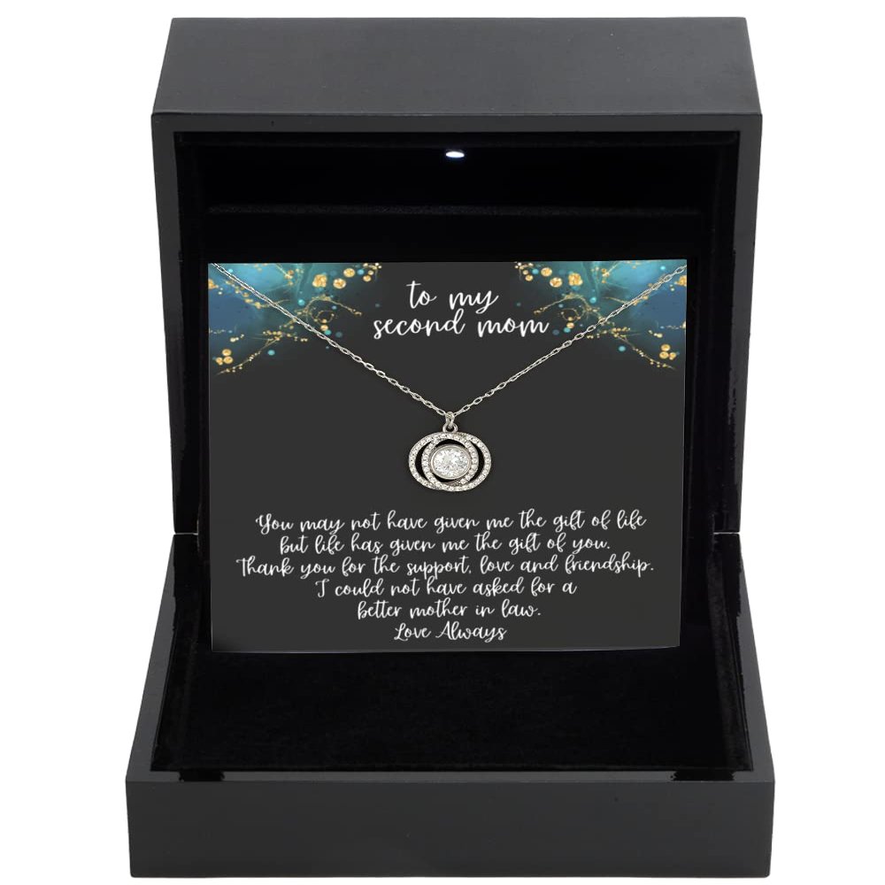Double Crystal Circle Necklace Luxury Box In Law Necklace, Mother in Law Gifts, Mom in Law Necklace, Bonus Mom Gift, Gifts for Bonus Mom, Mom in law