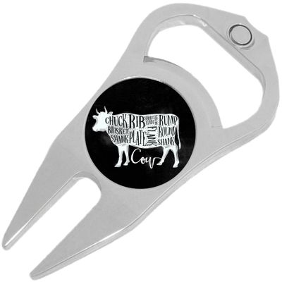 NewCharms Cow Beef Cuts Chalkboard Golf Ball Marker Divot Repair Tool Bottle Opener