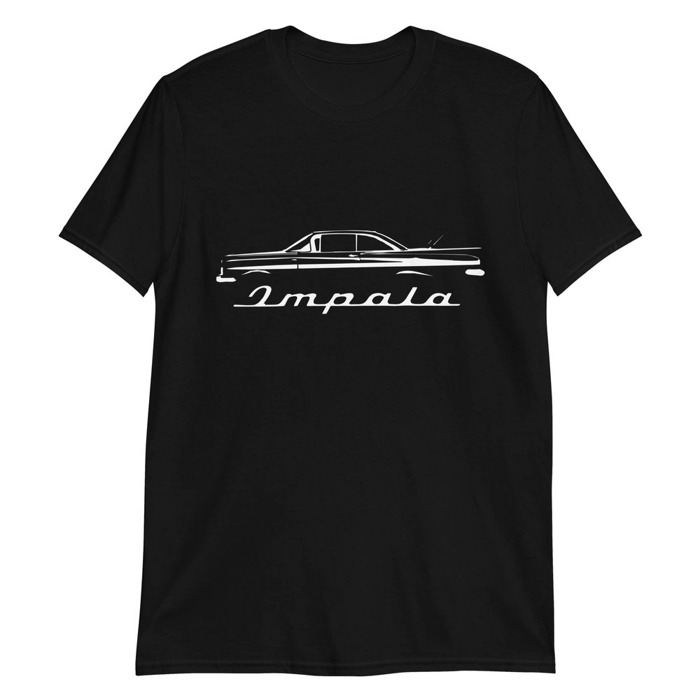 1959 Chevy Impala Silhouette Antique Collector Car Short-Sleeve T-Shirt Black