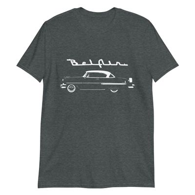 1954 Chevy Bel Air 54 Belair Silhouette Antique Car Short-Sleeve T-Shirt Dark Heather