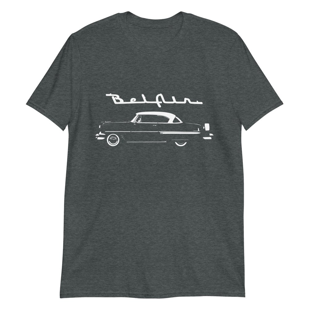 1954 Chevy Bel Air 54 Belair Silhouette Antique Car Short-Sleeve T-Shirt Dark Heather