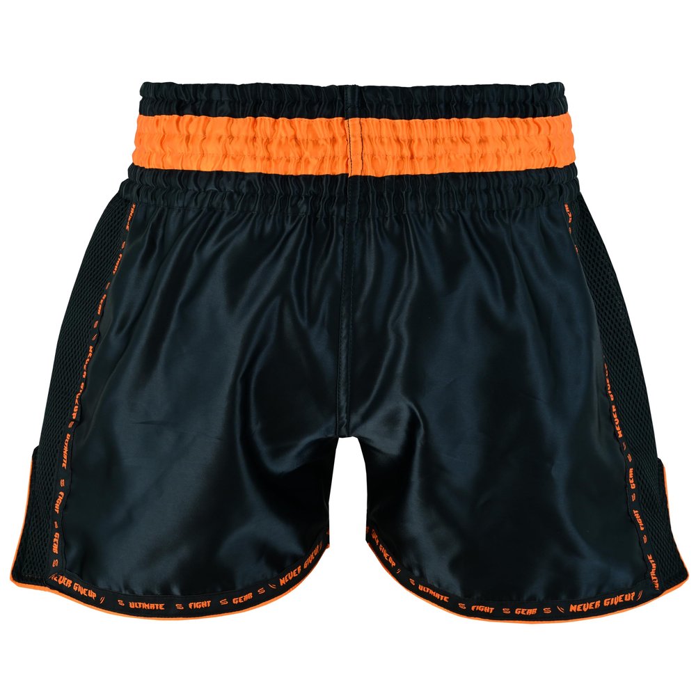 PFG PRO - Elite Series Muay Thai Short - Boxing MMA Muay Thai Training & Fight (as1, Alpha, xx_l, Regular, Regular, Black Orange)
