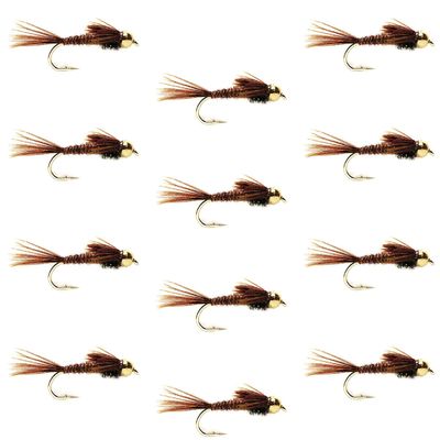 The Fly Fishing Place Bead Head Pheasant Tail Nymph Fly Fishing Flies - Trout and Bass Wet Fly Pattern - 12 Flies Hook Size 10 - One Dozen