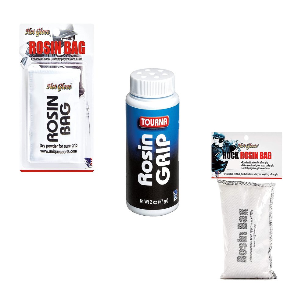 Rosin Bag Sampler Bundle - Rosin Powder Bag, Rock Rosin Bag, and Rosin Grip Shaker Bottle - for All Sports Requiring a Firm Grip - Baseball Softball Tennis Gymnastics Bowling and More