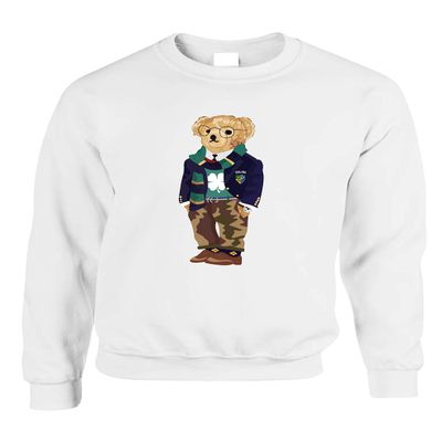 ALLNTRENDS Irish Bear Cute St Patricks Party Top Lucky Shamrock Graphic Sweatshirt (S, Irish Bear White)