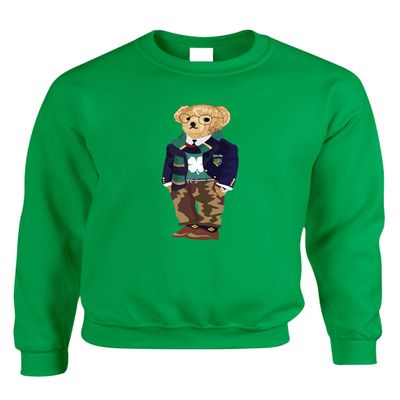 ALLNTRENDS Irish Bear Cute St Patricks Party Top Lucky Shamrock Graphic Sweatshirt (XL, Irish Bear Irish Green)