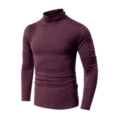 Slim-Fit Tops for Men Fashion Mock Turtleneck T-Shirts Long Sleeve Pullover Sweater Basic Designed Undershirt Shirts (Dark Coffee,X-Large)