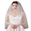 EllieWely 1 Tier Glitter Tulle Pearl Wedding Bridal Veil Blusher Length Ivory F06 view 1