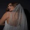 EllieWely 1 Tier Glitter Tulle Wedding Bridal Veil Blusher Length White F01 view 3