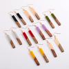 Lightweight Bohemian Wooden Acryluc Resin Geometric Bar Rould Drop Dangle Natural Wood Earrings Ethnic African Western Statement Handmade Jewelry for Women-green view 2