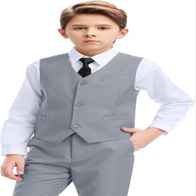 Boys' Suits Boys Suit Dresswear for Kids Boys Dress Vest and Pants Set Ring Bearer Outfits Light Gray Size 8