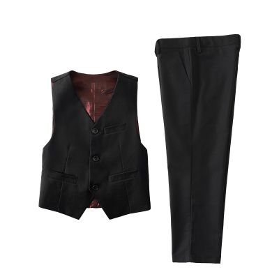 Boys Suit Vest and Pants Set Black Uniform Pants Kids Suits for Toddler Boys Suit First Communion Outfits Size 5
